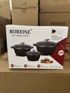 Juego de 6 Ollas y Sartenes <span class=keywords><strong>Jumbo</strong></span> de Aluminio Fundido con Revestimiento Granito, 20/24/28cm, Estilo Americano, Ecológicas, Antiadherentes, Aptas para Horno y Lavavajillas - Product Image 4