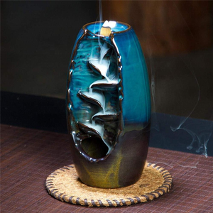 Quemador de incienso de reflujo de grasa grande de cerámica de fábrica de 10*20cm, incensario artesanal, conos de sándalo de montaña, decoración Homer - Product Image 3