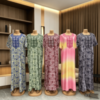 Nuevo Vestido Maxi Kaftan Boubou de Verano para Mujer Africana, Talla Grande, Cómodo, Transpirable, de Poliéster, Estilo Modesto, para Vacaciones y Uso Diario