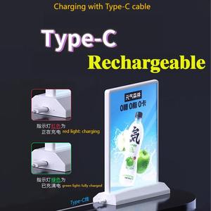 A4 boyutu çift taraflı LED masa üstü Poster çerçevesi şarj edilebilir masaüstü aydınlatma menü standı reklam için çift taraflı tabela - Product Image 3