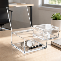 Boîte de rangement en acrylique transparente à charnière pour bijoux, bracelets et boucles d'oreilles, anti-poussière, présentoir en acrylique, OEM usine