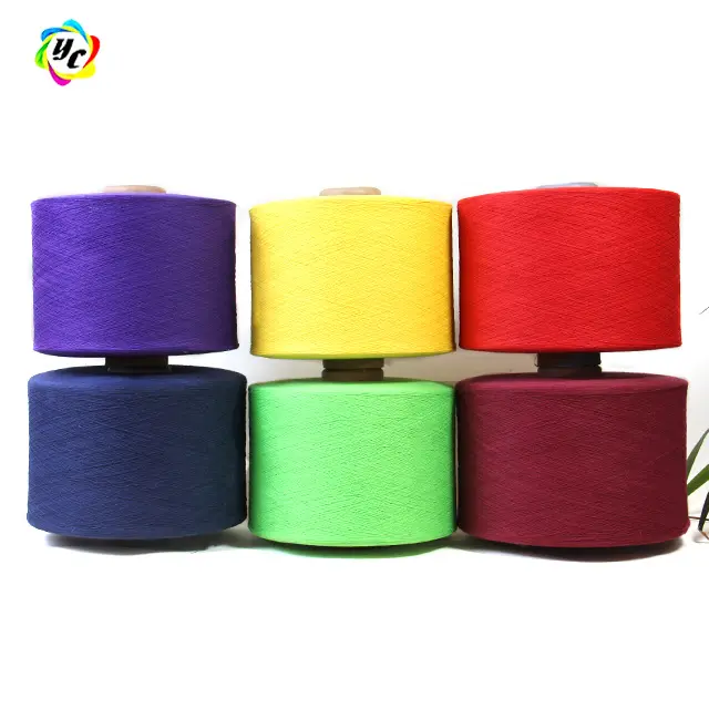 Vente en gros bon marché fil de coton recyclé multicolore à bout ouvert pour le tricot