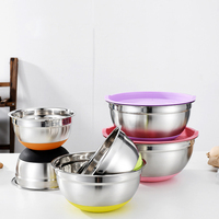 Ensemble de bols de cuisine antidérapants en acier inoxydable pour salade et mélange avec couvercles – Vente en gros