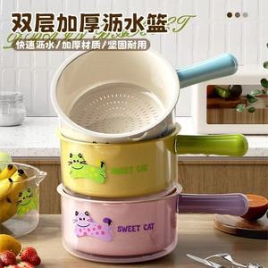 Égouttoir à légumes double couche en PETPP de qualité alimentaire avec poignée pour le rangement des fruits et légumes dans la cuisine - Product Image 4
