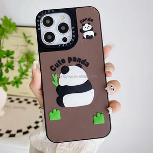 Funda de teléfono de silicona animal de lujo 3D personalizada compatible con iPhone 15 14 13 12 11 Pro Max <span class=keywords><strong>Mini</strong></span> Oppo Xiaomi-Panda - Product Image 4