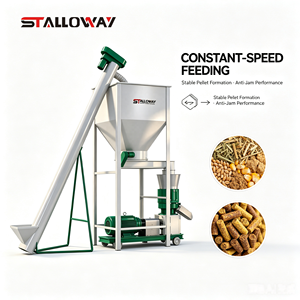 Granulateur à matrice plate intégré à faible entretien avec alimentateur à vis, structure simple pour mini-usine de traitement de granulés de biomasse - Product Image 1