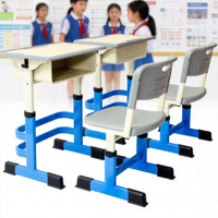 Bureau d'étude moderne pour enfants avec tiroir pour ordinateur portable et crochet pour casque, hauteur réglable anti-pincement pour mobilier scolaire à domicile
