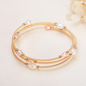 Handmade Copper <b>Gold</b>-Plated Winding <b>Bracelet</b> Simple Exquisite Zhuji Freshwater Pearl Droplet Shaped Fashion <b>Beaded</b> <b>Bracelet</b> - Product Image 3