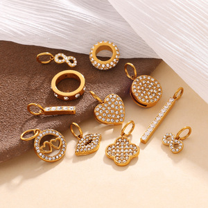 จี้คริสตัลชุบทองสไตล์ยุโรปอเมริกันรูปทรงผสมผสานสำหรับทำสร้อยคอ DIY อุปกรณ์ตกแต่งเครื่องประดับสแตนเลส - Product Image 2