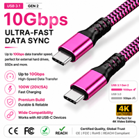 Cable USB 3.1 Gen 2 Tipo C a C LUNG KAY PD de 100W, Carga Rápida de 5A, Cable de Datos y Video de 10Gbps para MacBook, Notebook, Tablet, OEM Personalizado