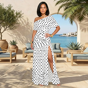 2026 new European and American fashion women's sexy slit slim fit long dress with polka dot <b>perspective</b> dress - Product Image 4
