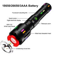 Lampe torche tactique extérieure à haute luminosité, en aluminium fluorescent, avec fonction de banque d'alimentation, longue portée, rechargeable par USB, LED