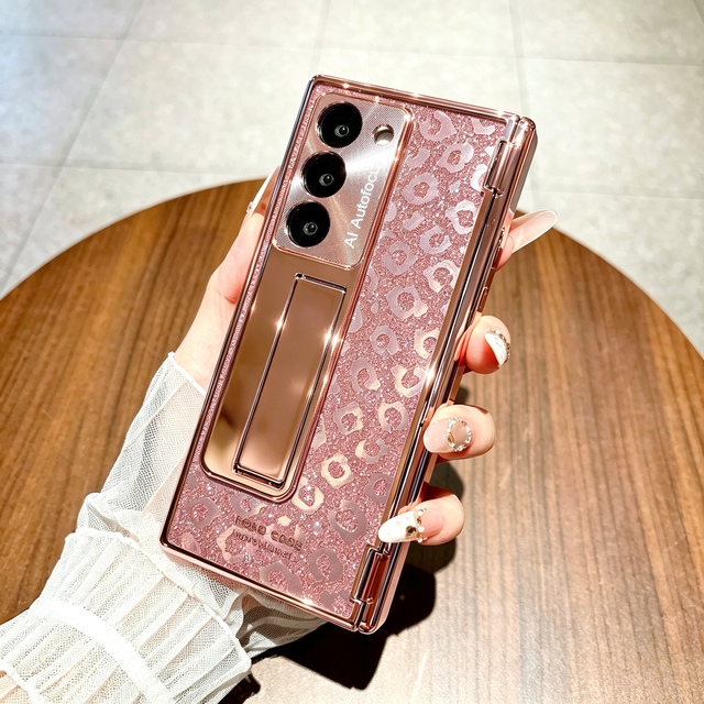 New Fashion Electroplated Shiny TPU Foldable Kickstand Shockproof 360 Protection Phone Case for Z Fold 8 Ultra Durable Cover