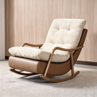 Fauteuil à bascule moderne de haute qualité en tissu doux et luxueux pour salon, fauteuil à bascule en bois doux pour l'intérieur, meubles de maison, fauteuil à bascule de loisirs