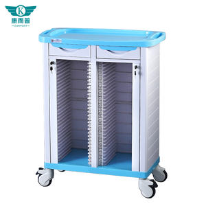 รถเข็นโรงพยาบาล50คลิป ABS รถเข็นเก็บเอกสารผู้ป่วยสองแถวสีชมพูสีน้ำเงินล็อคปลอดภัยบันทึกทางการแพทย์ความจุมาก - Product Image 2