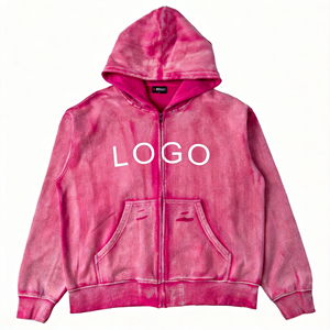 Sweat-shirts et sweats à capuche pour hommes, personnalisés avec logo, en coton doux, couleur unie, fermeture éclair intégrale, coupe classique. - Product Image 1