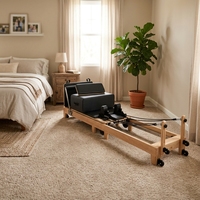 Ensemble de Reformer Pilates Pliable Professionnel Équilibré en Bois pour Yoga et Fitness, Équipement de Lit de Pilates pour Entraînement à Domicile, Machine Reformer
