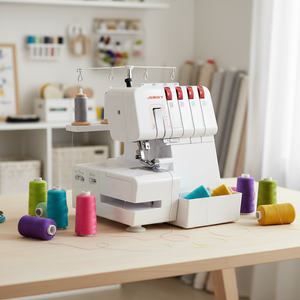 JUKKY JK843 Nouvelle machine à coudre surjeteuse semi-automatique 4 fils portable pour usage domestique, vêtements et confection, haute vitesse - Product Image 3