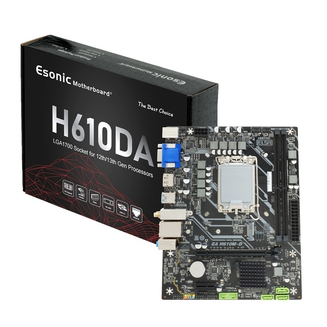 H610 LGA 1700 Socket DDR4 Motherboard with DP/WIFI Esonic Desktop PC ATX Mainboard 1000M MATX Computer Board for 12/13/14th Gen