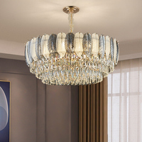 Lustre en cristal de luxe avec plumes, lampe suspendue en fer, hauteur réglable pour la maison, l'hôtel, la salle de banquet
