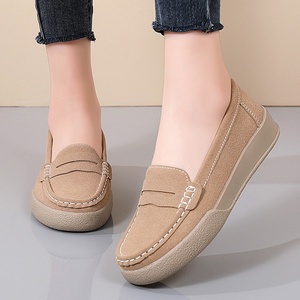 2025 nuevo otoño sólido poco profundo Casual zapatos planos de abuela versátil estilo británico pequeño cuero cómodo mocasines de mujer Slip-On - Product Image 2
