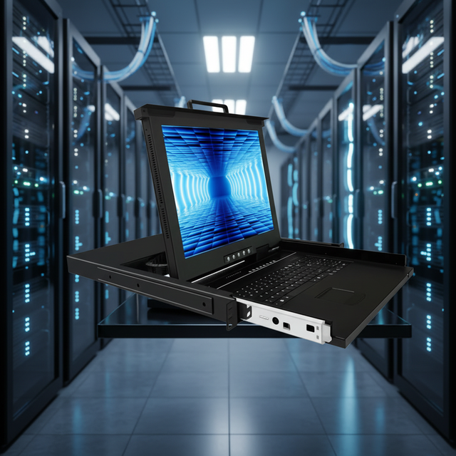 1U Rackmount KVM Console Switch 19 Inch 8 Ports CAT5 KVM Over IP LED Screen New Stock for Server Management