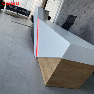 Pháp phong cách công nghệ corian bề mặt rắn đá tư vấn bàn LED ánh sáng nội thất văn phòng bảng tiếp nhận - Product Image 3