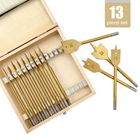 13Pc Bêche Foret Ensembles En Acier Au Carbone Changement Rapide Tige Plat Bois Trou Cutter Fit Bois Plastique Aluminium Trou De Coupe