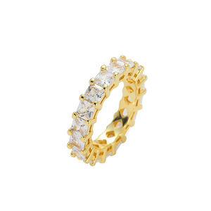 2025工厂新到真18k镀金冰镇黄铜嘻哈4毫米宽方形珠光锆石戒指女男 - Product Image 5