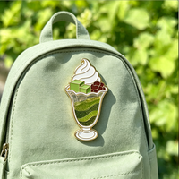 Épingles à revers populaires en sable mouvant, badges en métal à paillettes pour chapeaux et sacs, épingles émaillées personnalisées Matcha Chocolat avec carte – Vente en gros