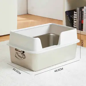 حوض سرير صغير للقطط إكس إل شبه مغلق من الفولاذ المقاوم للصدأ صندوق سرير صغير لقطط كبيرة صندوق سهل التنظيف - Product Image 3