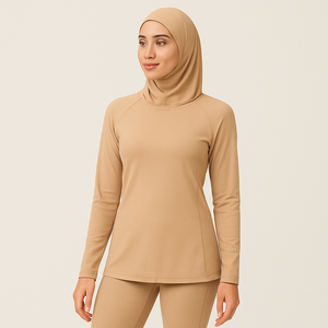 Breathable Lightweight Quick Dry Sports Top Long Sleeve Loose Fit Poly Mesh Fabric <b>Modest</b> <b>Sportswear</b> Muslim Activewear - Product Image 4