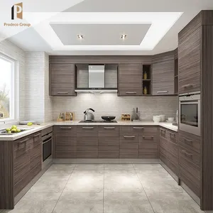 Design moderno modulare di alta gloss rosso armadio da cucina per le piccole cucine in casa prefabbricata