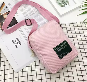 Petit sac à bandoulière en toile pour femme, petit sac à bandoulière en velours, pour clés, téléphone, sac à bandoulière rose - Product Image 6