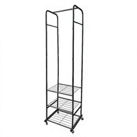 Porte-vêtements sur pied en acier inoxydable avec double tringle, design mobile et extensible pour chambre à coucher