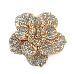 WBF-275 di lusso fatto a mano da donna 3D fiore strass spilla Patch accessori per la lavorazione dell'indumento - Product Image 2