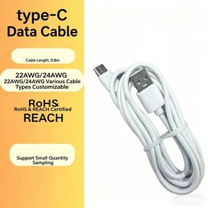 <b>Type</b>-<b>C</b> Data <b>Cable</b> 0.8m White <b>USB</b> 2.0 to <b>Type</b>-<b>C</b> Pure Copper Shielded TPE Jacket for Mobile Phone - Product Image 1