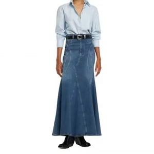 กระโปรงยีนส์ถักทรงดินสอสไตล์วินเทจ คุณภาพสูง เอวสูง สำหรับผู้หญิง - Product Image 3