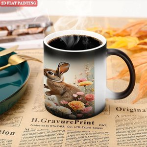 Mug magique noir givré 11oz en céramique sensible à la chaleur avec impression personnalisée - Product Image 5