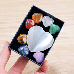 7 <strong>Chakra</strong> Healing Crystal <strong>Heart</strong> <strong>Stones</strong> <strong>Set</strong> Natural Gemstones for Stress Relief, <strong>Chakra</strong> Balancing, and Home Decoration - Product Image 3