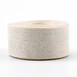 Shiny herringbone cotton webbing can be customized logo for gift packaging and clothing