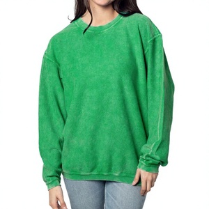 Sweat-shirt à manches longues en coton 100% tricoté vert surdimensionné pour homme, col rond, couleur unie, anti-UV, écologique - Product Image 1