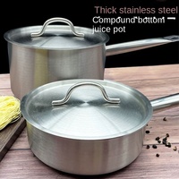 Casserole en acier inoxydable, haute ou basse, à fond épais, avec une seule poignée, pour la cuisson, les soupes, le lait, compatible avec plusieurs types de cuisinières