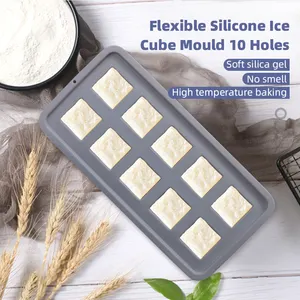 10 Holes custom non stick flexible square ice cube non stick design cake silicone baking mold