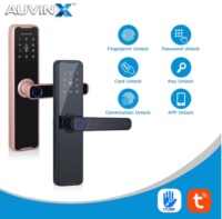 Serrure de porte intelligente Auvinx, serrure numérique intelligente Tuya WIFI TTLock, empreinte digitale, mot de passe, carte, appartement, bureau, serrures biométriques