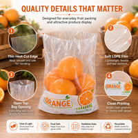 Voedselveilige transparante LDPE platte plastic verpakkingszak voor producten, heavy-duty, geperforeerd, voor het bewaren van vers fruit, mandarijnen etc.
