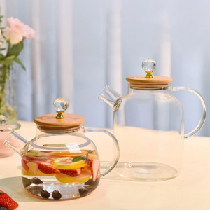 Tetera de Vidrio Simple con Tapa de Bambú, Capacidad de 600 ml a 1800 ml para Té de Hojas Sueltas, Café y Juegos de Té - Product Image 2