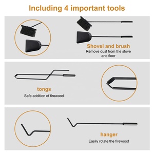 Kit de accesorios para <span class=keywords><strong>chimenea</strong></span> de interior y exterior de 5 piezas, póker, pinzas, Pala y cepillo, juegos de herramientas para <span class=keywords><strong>chimenea</strong></span> de hierro forjado - Product Image 4