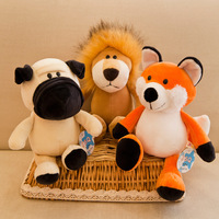 Peluche d'animaux de la forêt : Éléphant, Girafe, Lion, Tigre, Renard, Raton laveur, Singe, Zèbre, Hippopotame, Gorille, Panda, Ours, Loup, Lapin, Chien