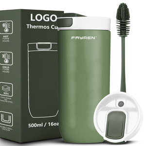 FAYREN Vente en gros Tasse de voyage à double paroi isolée sous vide de 17 oz en acier inoxydable 304 avec couvercle rabattable - Product Image 1